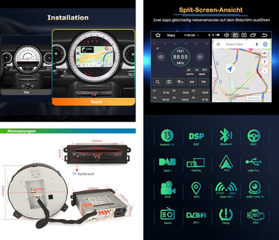 [4G+64G] 8 Core Android 12 Autoradio für BMW Mini Cooper Unterstützt Carplay Android Auto GPS Navi D