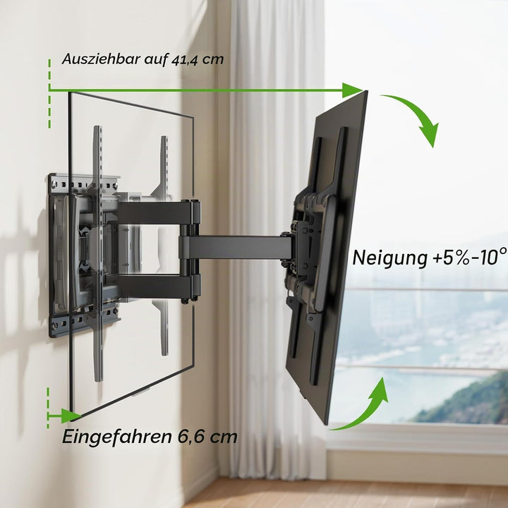 AX WABER TV Wandhalterung für 32-85 Zoll Bildschirme bis zu 60kg, Wandhalterung Fernseher Schwenkbar