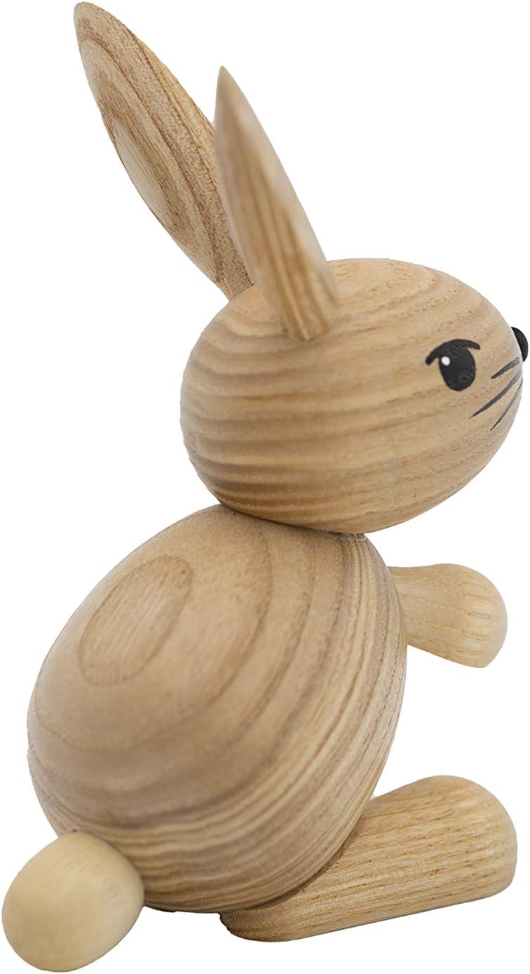 Kuhnert Drechslerei Osterdekoration/Osterhase „Hedda“ stehend, Blick nach rechts gerichtet, aus hell