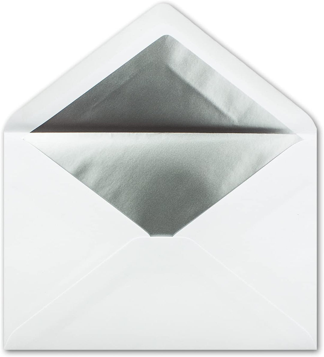 500x DIN C5 Kuverts 15,7 x 22,5 cm in weiss mit silbernem Seidenfutter - Nassklebung - Blanko Brief-
