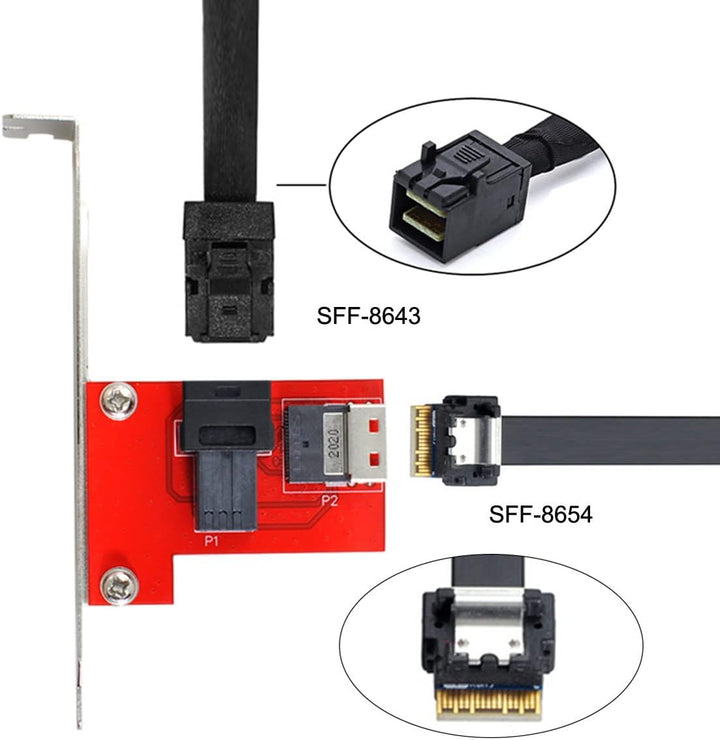 Cablecc PCI-Express 4.0 Slimline SAS SFF-8654 auf HD SFF-8643 PCBA Buchse Adapter mit Halterung SFF-