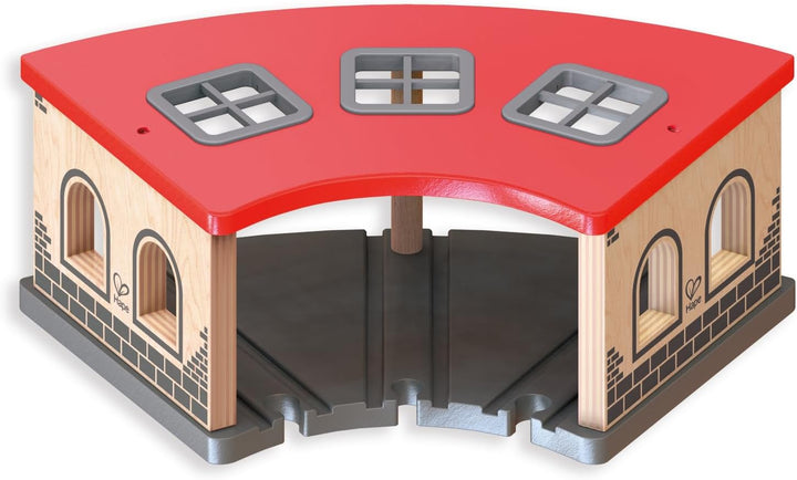 Hape Eisenbahn Grosser Lokschuppen - Holz Eisenbahn Lokschuppen für Kinder, Zubehör für Holzeisenbah