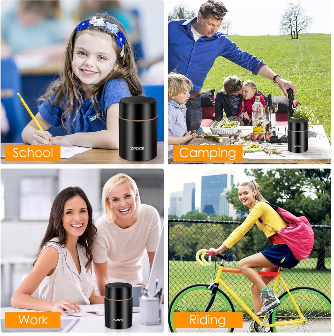 ZWOOS 800 ml Thermobehälter für Essen, 316 Edelstahl Wärmebehälter für speisen, Auslaufsicher Thermo