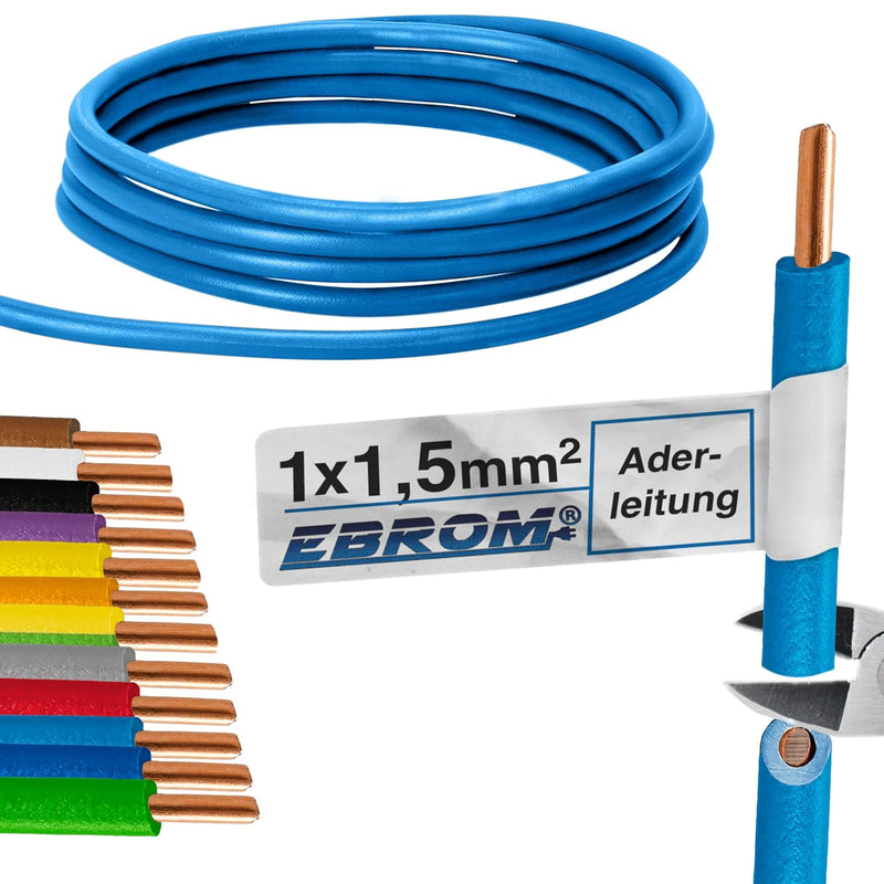 EBROM Aderleitung - Einzelader starr - PVC Leitung - Verdrahtungsleitung - H07V-U 1,5 mm² - 1,5 mm2