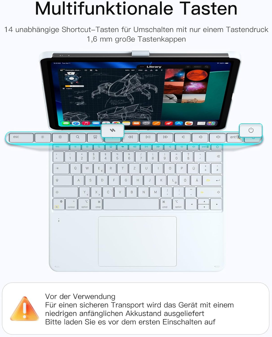 Inateck Tastatur Hülle Kompatibel mit iPad Air 13 Zoll (2025/2024),Tastatur für ipad Pro 12.9 Zoll 6