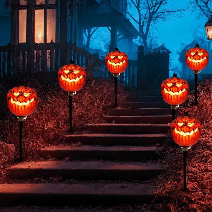 JOYIN Halloween-Jack-O-Laterne, Wegemarkierungen, Dekoration, 3 Stück 38,1 cm LED-Kürbislaternenpfäh