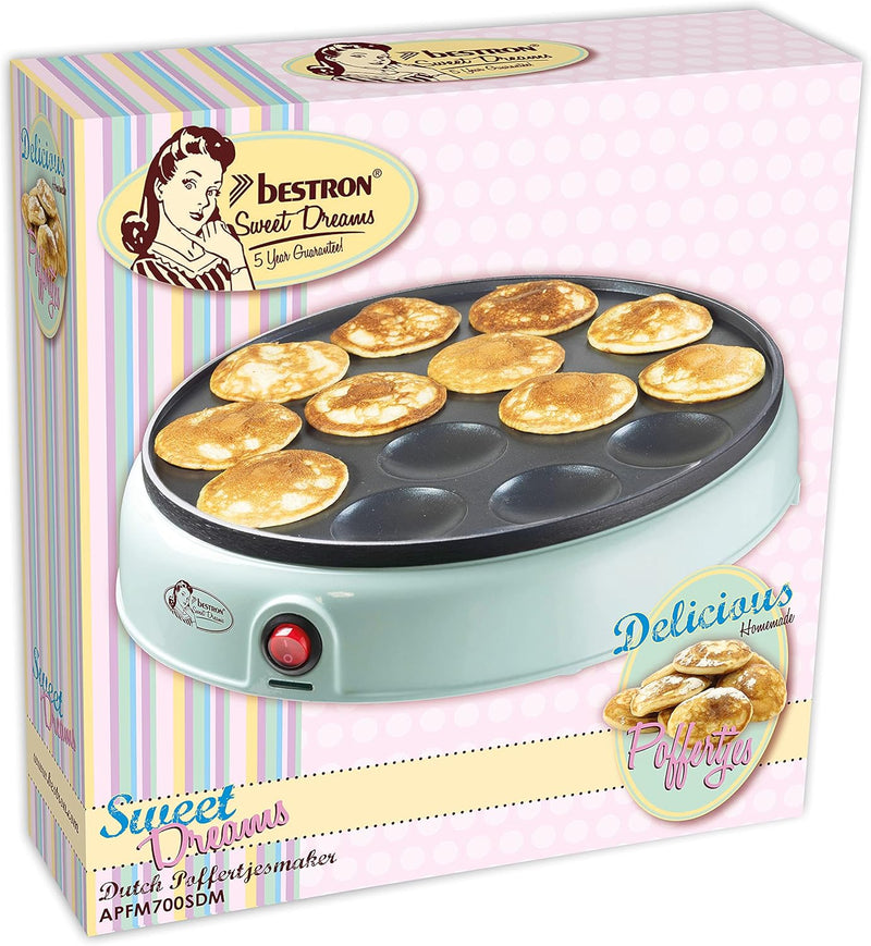 Bestron Poffertjes Maker im Retro Design, Mini Crepe&