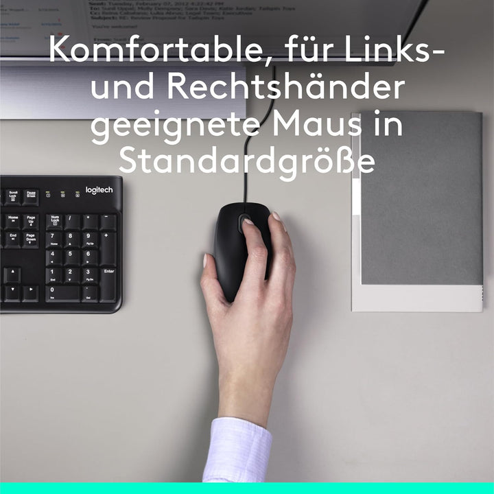 Logitech MK120 Kabelgebundenes Set mit Tastatur und Maus für Windows, Kabelgebundene optische Maus,