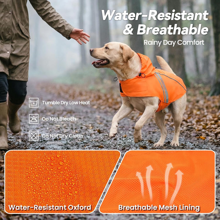 VIVAGLORY Hunderegenmantel für kleine Hunde, leicht an- und ausziehbare Regenbekleidung, reflektiere