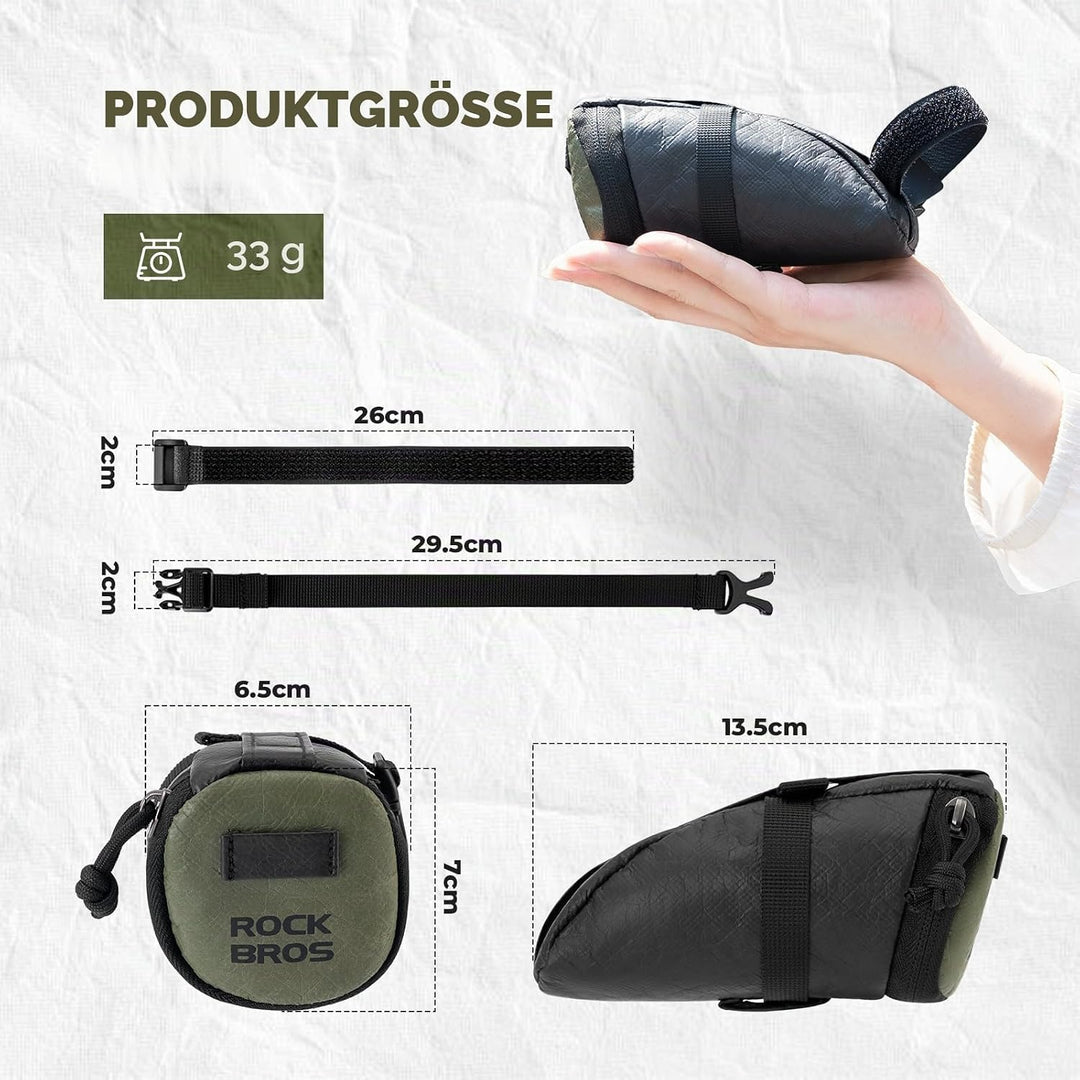 ROCKBROS Fahrrad Satteltaschen Ultralight Fahrradtasche Sattel mit Klettverschluss, Reissfest Wasser