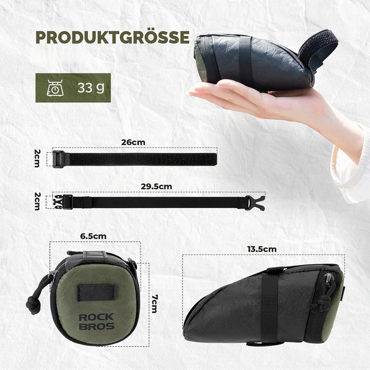 ROCKBROS Fahrrad Satteltaschen Ultralight Fahrradtasche Sattel mit Klettverschluss, Reissfest Wasser