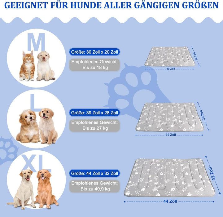 MH MYLUNE HOME Verbesserte Kühlmatte für Haustiere,100 x 70 cm,Grau | 300 g verstärkte Polsterung un