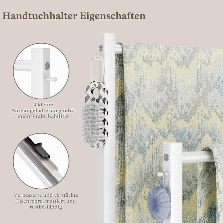 Yawinhe Handtuchständer Freistehend mit 2 Handtuchstangen, Handtuchhalter Stehend, Handtuchleiter fü
