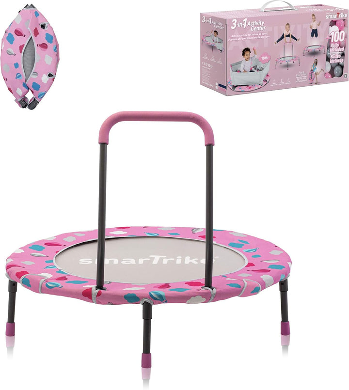 smarTrike Indoor-Kleinkindertrampolin mit Handgriff, faltbares Kindertrampolin, 1-5 Jahre Bällebad u