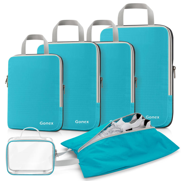 Gonex Compression Packing Cubes 6er Set, Gonex Kleidertaschen 6-teilig Verpackungswürfel, Kleidertas