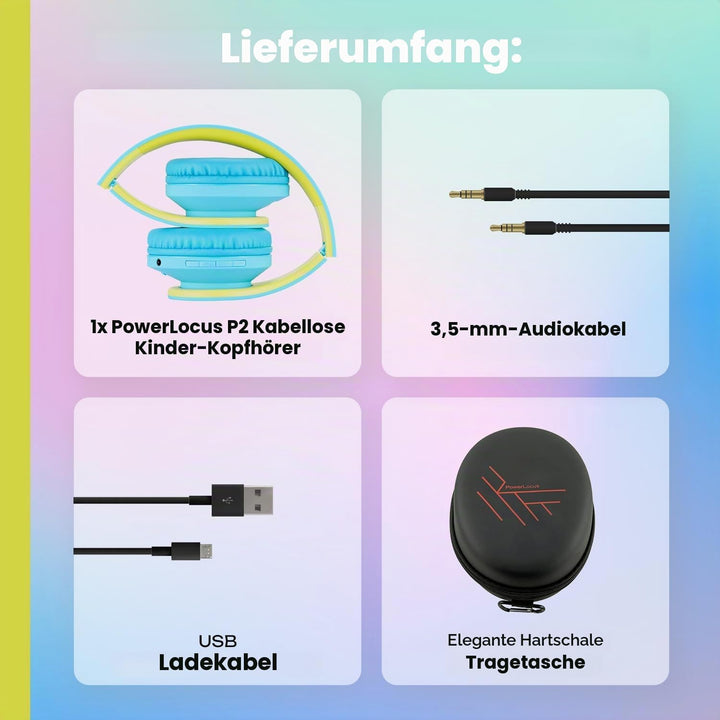 Kinder Kopfhörer, PowerLocus KinderKopfhörer Bluetooth mit 85dB Lautstärkebegrenzung, Faltbar mit Tr