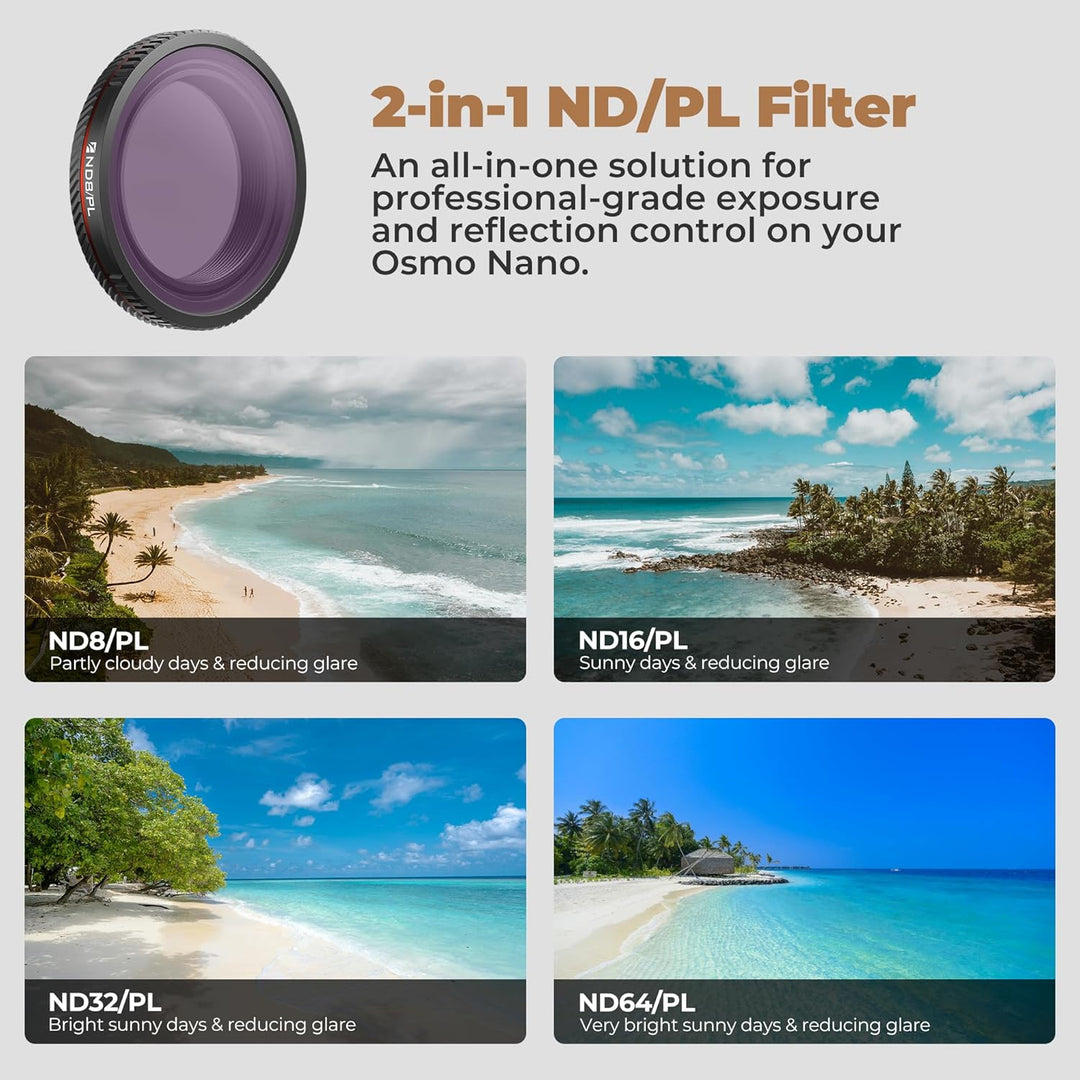 Freewell Bright Day Filter-Set für DJI Osmo Nano - ND8/PL, ND16/PL, ND32/PL & ND64/PL Filter