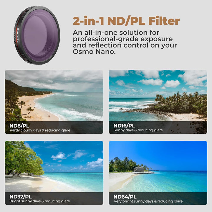 Freewell Bright Day Filter-Set für DJI Osmo Nano - ND8/PL, ND16/PL, ND32/PL & ND64/PL Filter