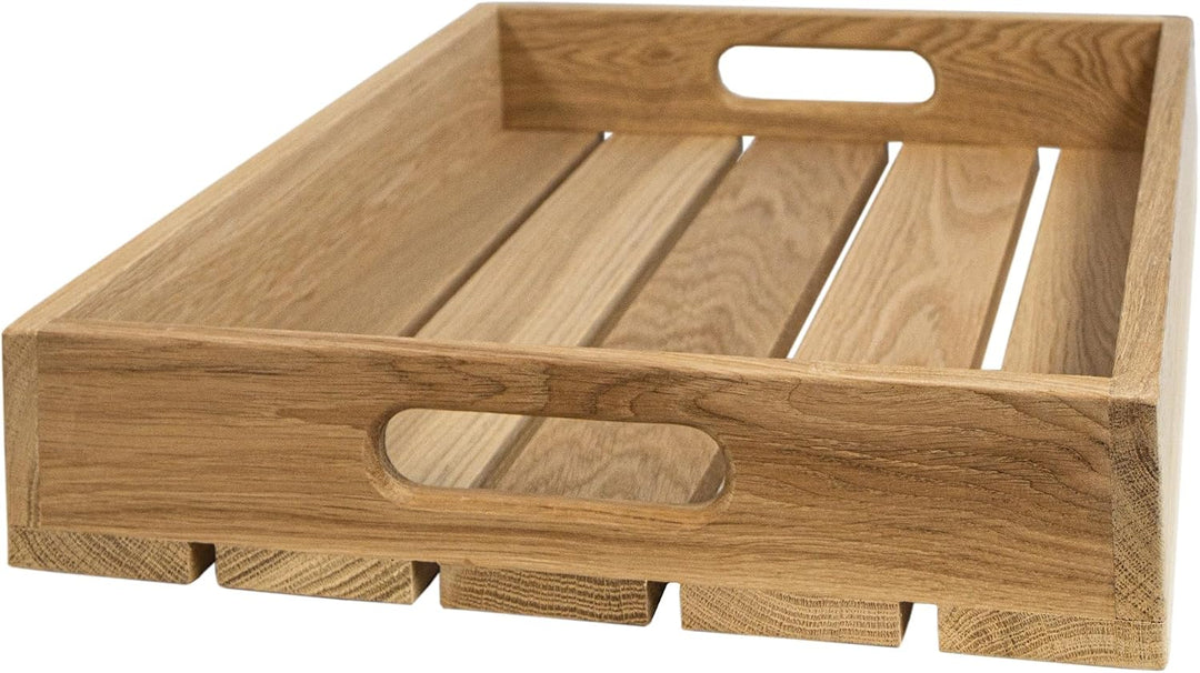 Eichentablett aus Massivholz – Serviertablett aus Eiche mit hohem Rand – Wahlweise 55 x 40 x 8 cm od