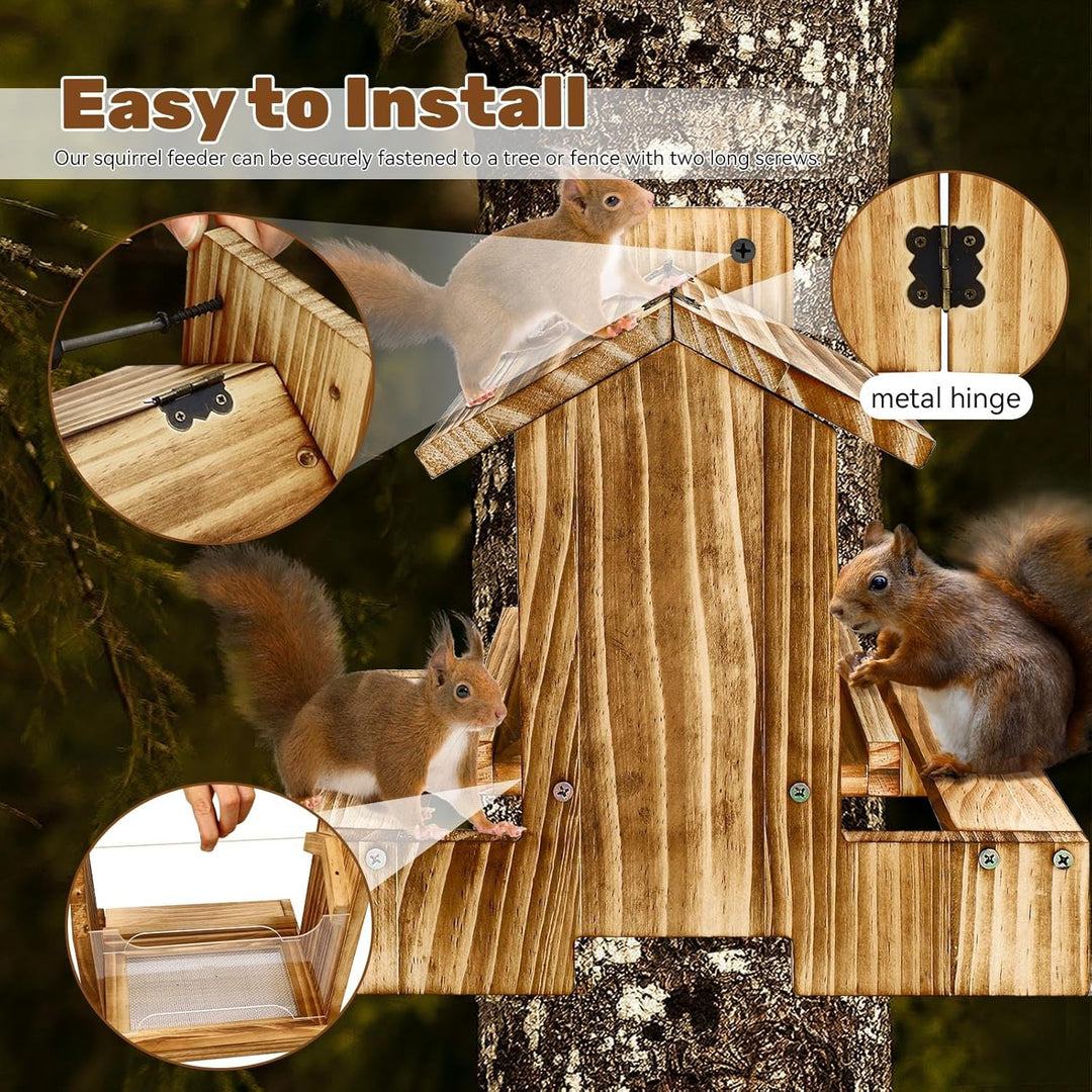 Holz-Eichhörnchen-Futterstelle für draussen - Futterhaus für Eichhörnchen und Streifenhörnchen Chipm