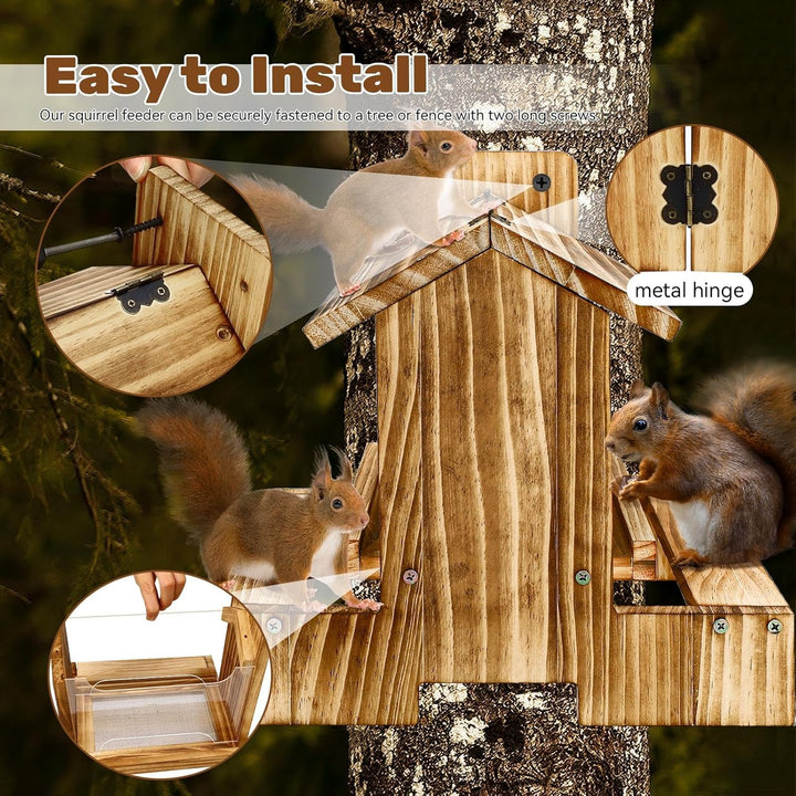 Holz-Eichhörnchen-Futterstelle für draussen - Futterhaus für Eichhörnchen und Streifenhörnchen Chipm