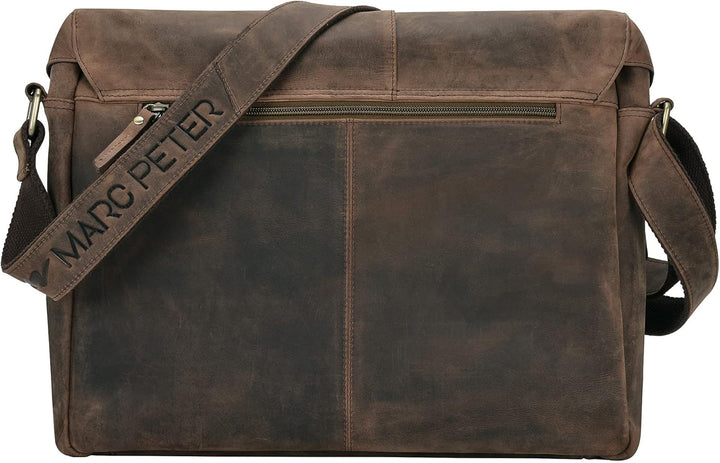 Marc Peter® Bergen leder Umhängetasche für Herren Damen | 15.6 Zoll Laptoptasche | Aktentasche aus e