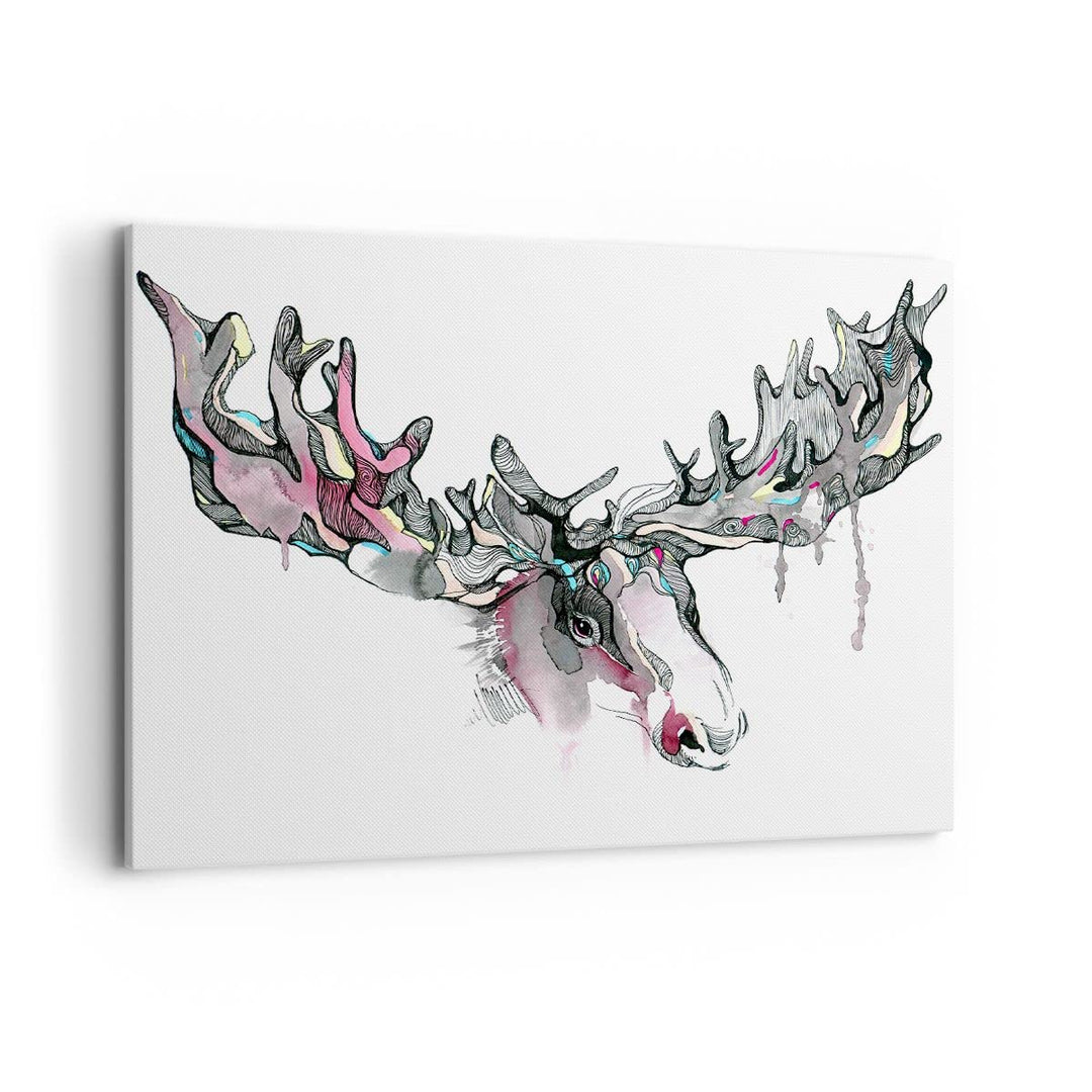 Bilder auf Leinwand 100x70cm Leinwandbild Moose Bunt Kopf Abbildung Gross Wanddeko Bild Schlafzimmer