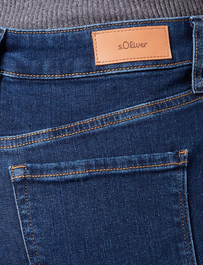 s.Oliver Damen Jeans, Jeans Beverly Flared Leg, Dark Blue Denim, 34W / 34L EU