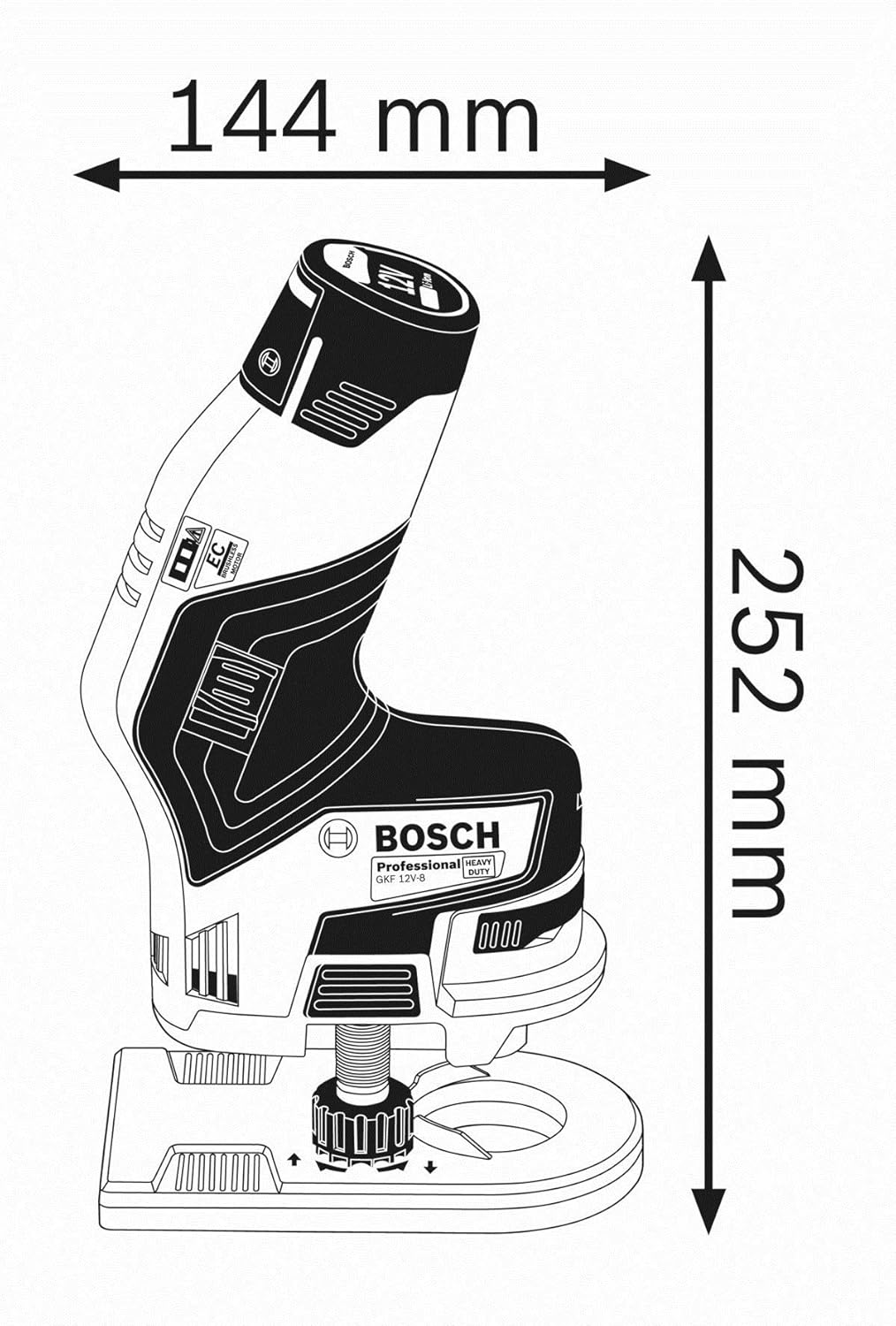 Bosch Professional 12V System Akku Kantenfräse GKF 12V-8 (Fräskopf-Schaft: 8 mm, ohne Akku/ Ladegerä