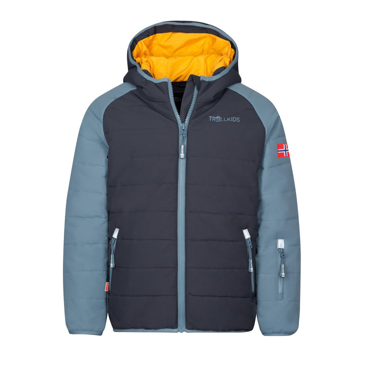 Trollkids Hafjell PRO Skijacke 98 Schwarz/Stahlblau/Mango, 98 Schwarz/Stahlblau/Mango