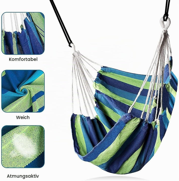 Gohytal Hängesessel Outdoor, Hängestuhl Indoor Grosse Hängematte für Kinder &amp; Erwachsene, 100x130cm