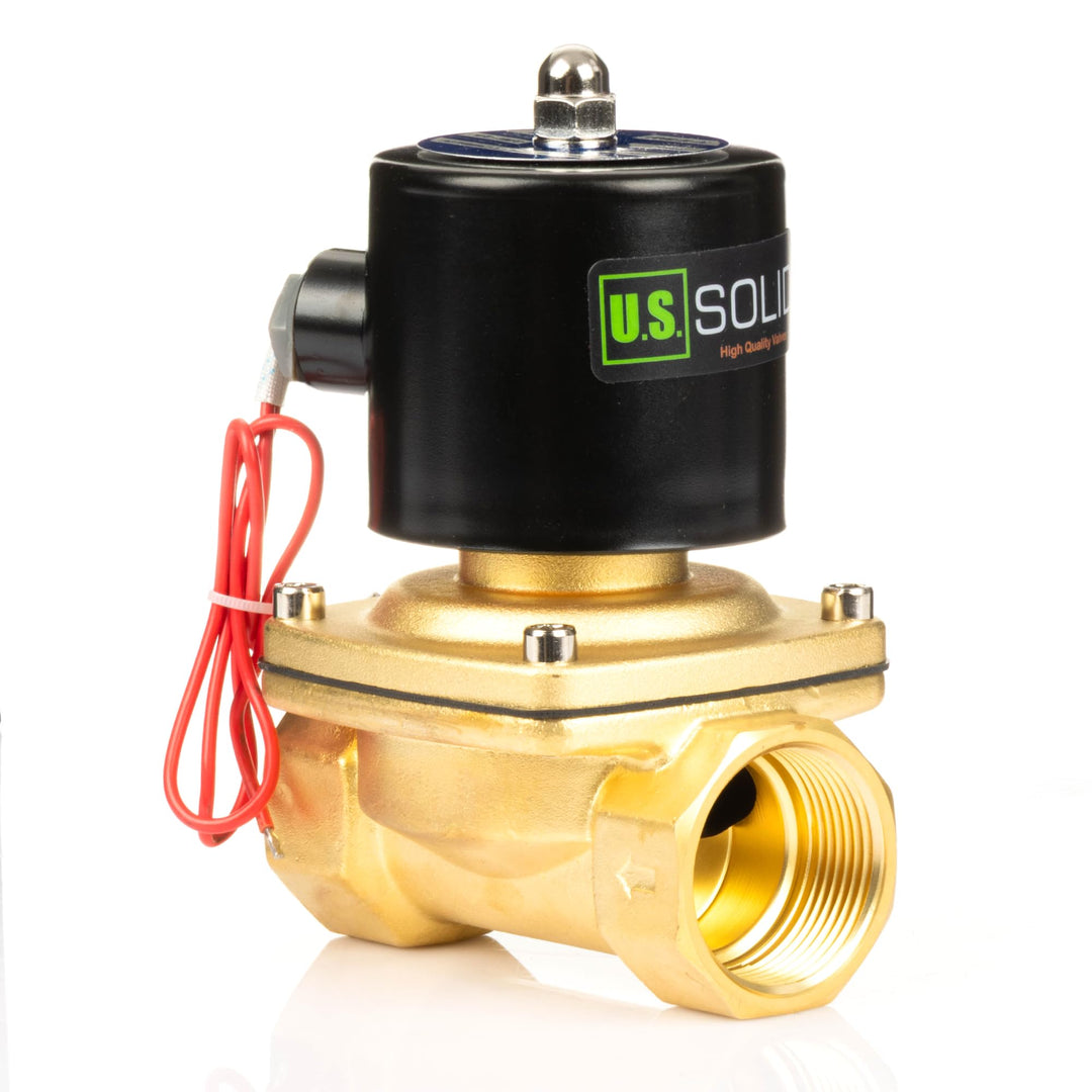 U.S. Solid 1-1/4" Messing Elektrisch Magnetventil 12V DC stromlos geschlossen VITON Wasser Luft Öl G