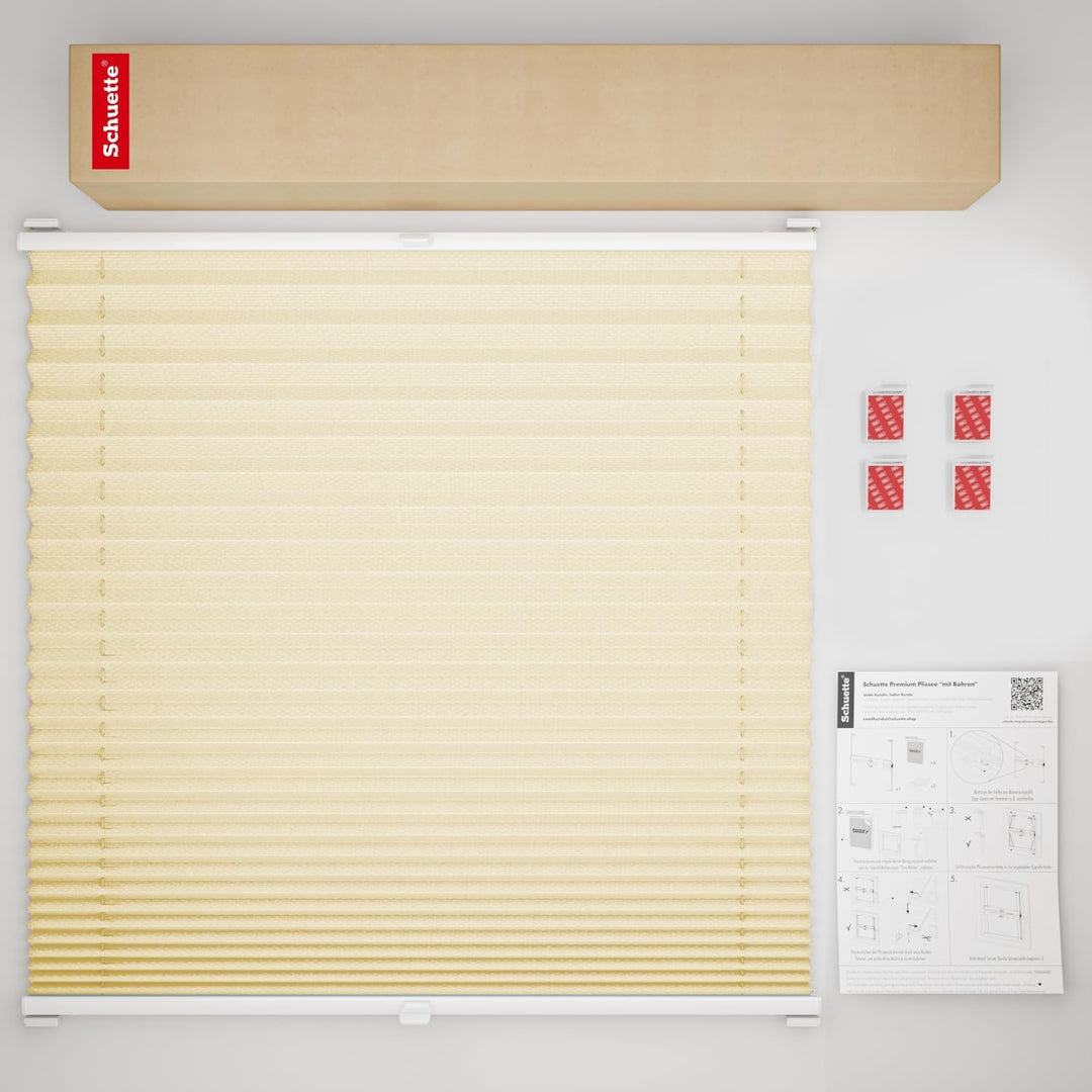 Schuette® Plissee ohne Bohren zum Kleben ● Thermo Kollektion: Milk Tea (Beige) ● 140x150cm (Breite x