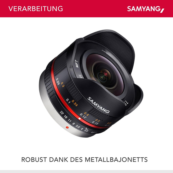 Samyang MF 7,5mm F3,5 Fisheye MFT schwarz - APS-C Sensor, 180° Bildwinkel, ideal für Reportage & eng