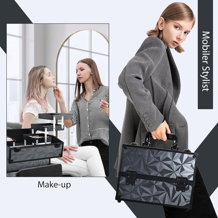 Kosmetikkoffer Schminkkoffer, Grosse Kosmetik Make up Organizer Koffer Aufbewahrung Friseurkoffer Al