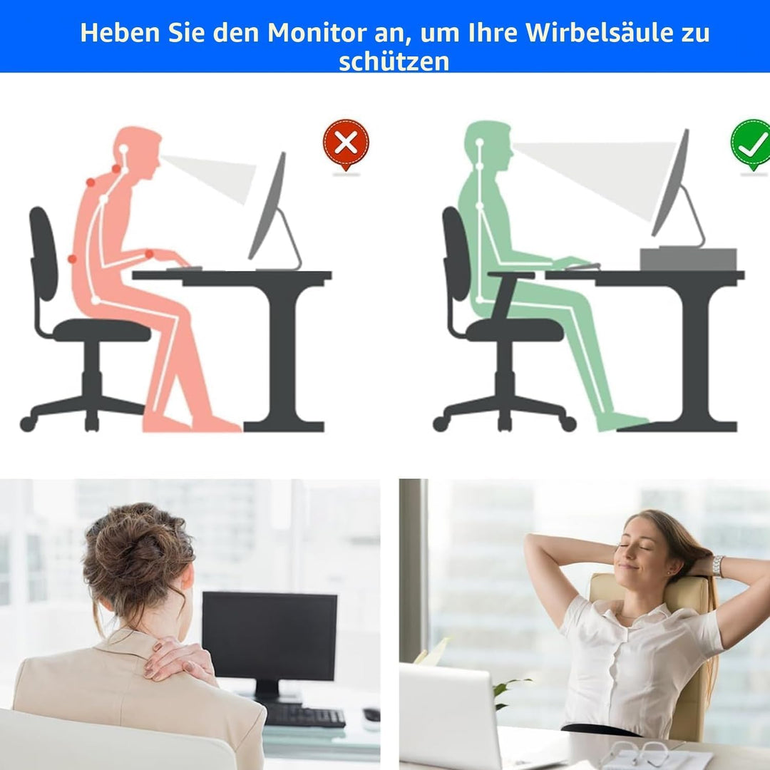 Monitorständer mit 3 Schublade und Stifthalter,Unterbau Bildschirm,Schreibtischorganizer und Zubehö,