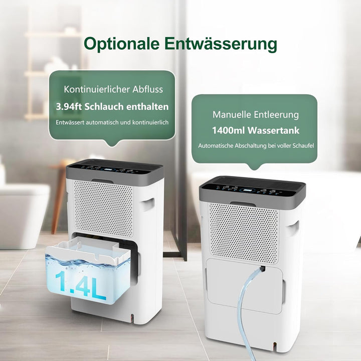 Luftentfeuchter 16L, Elektrisch Entfeuchter für 100m³(~40m²), Luftentfeuchter Keller, Timer, Automat