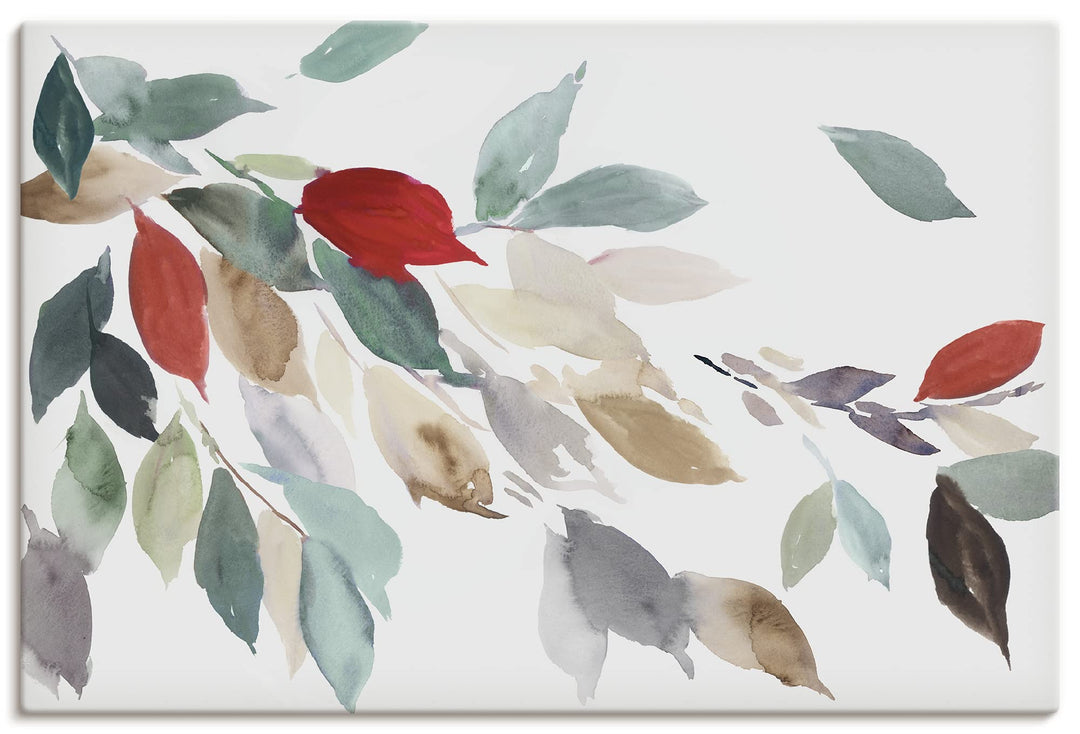 ARTland Leinwandbilder Wandbild Bild auf Leinwand 60x40 cm Wanddeko Gemälde Blätter Herbst Natur Mod