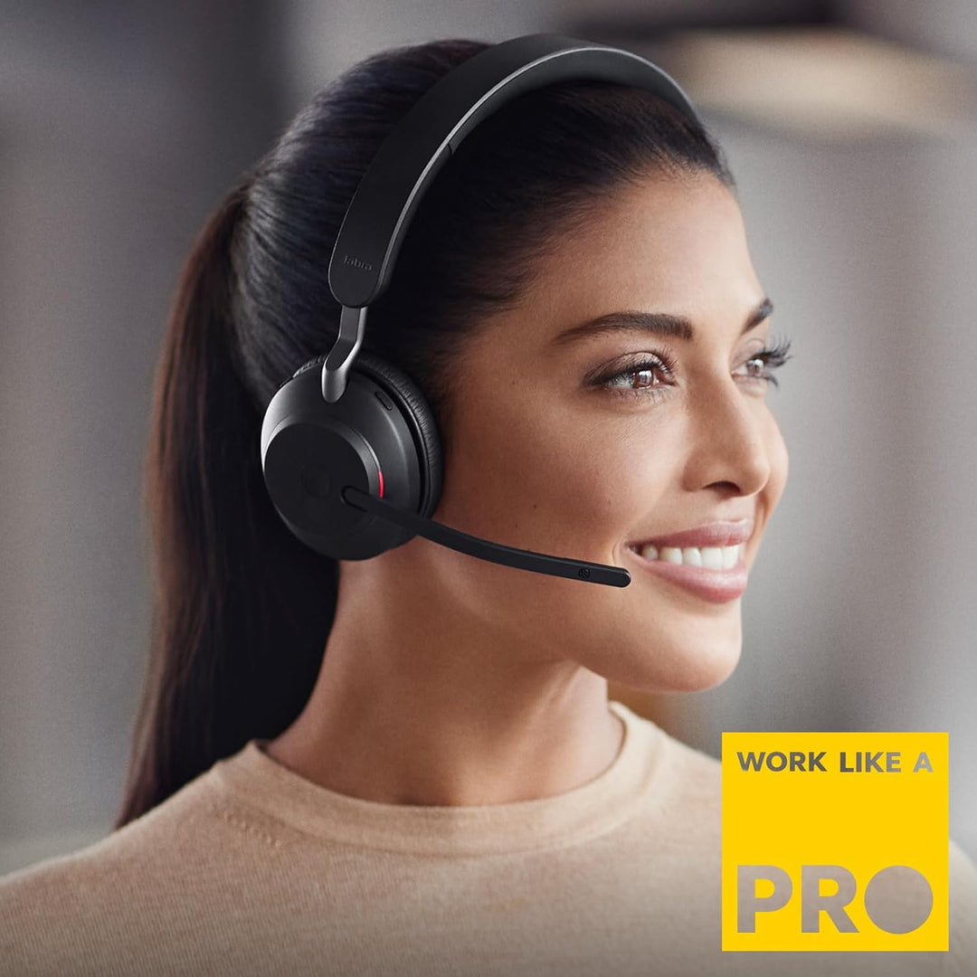 Jabra Evolve2 65 Wireless PC Headset – Noise Cancelling UC Certified Stereo Headphones With Long-Las