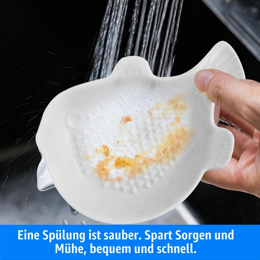 TOATELU 2 Stück Keramikreibe Knoblauchreibe Kugelfischform, Keramikreibe mit Pinsel, Ingwerreibe für