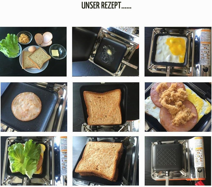 TAMUME Geröstetes Sandwich-Eisen-Maker Antihaftbeschichtung für Frühstück Set Herd Toaster Grösse fü