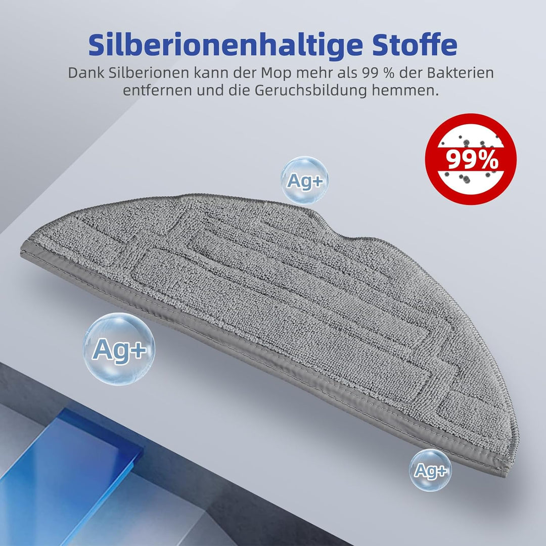 8 Stück Wischtücher für Roborock S8 Pro Ultra Saugroboter, Silberionen Mikrofaser VibraRise 2.0 Wisc