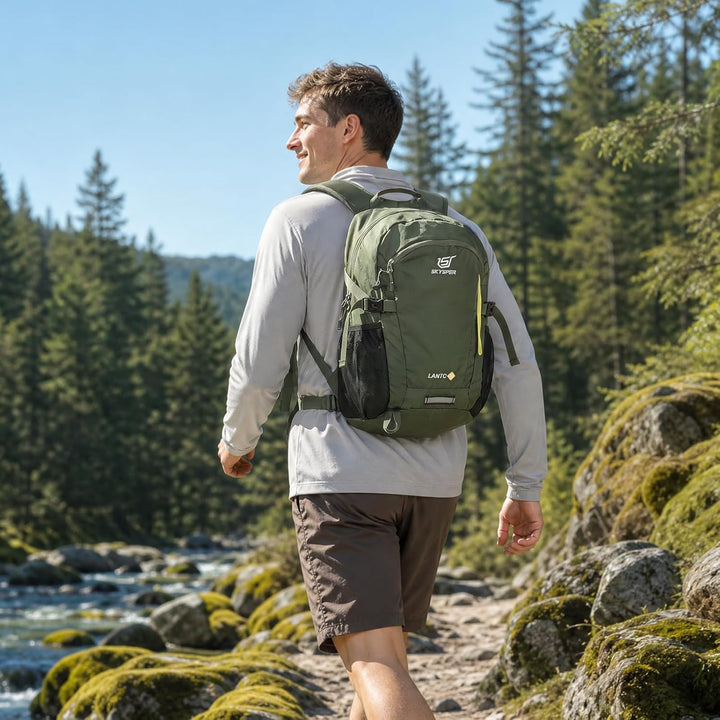 SKYSPER LANTC 20 Leicht Wanderrucksack 20L Klein Rucksack mit Rückenbelüftung Trekkingrucksack aus a