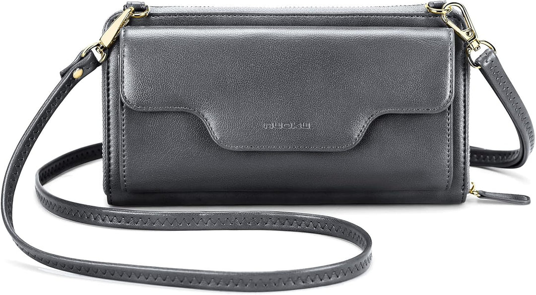 nuoku Umhängetasche Damen Klein, Tasche Damen Umhängetasche, Crossbody Bag Damen Leder mit Kreditkar