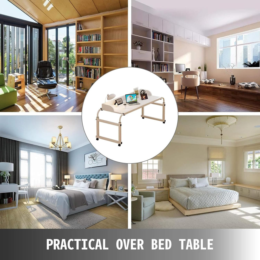 Krankenhausbetttisch Laptop, Über-Betttisch auf 4 Rollen für Liegesessel Mobiler Computertisch Gross