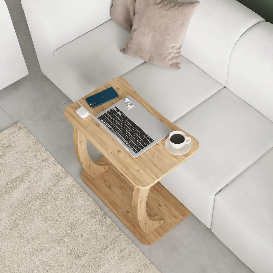 Tubibu C Form Kleiner Beistelltisch, Runder Tisch als Ablagefläche für Couch und Sofa mit Rollen, Ro
