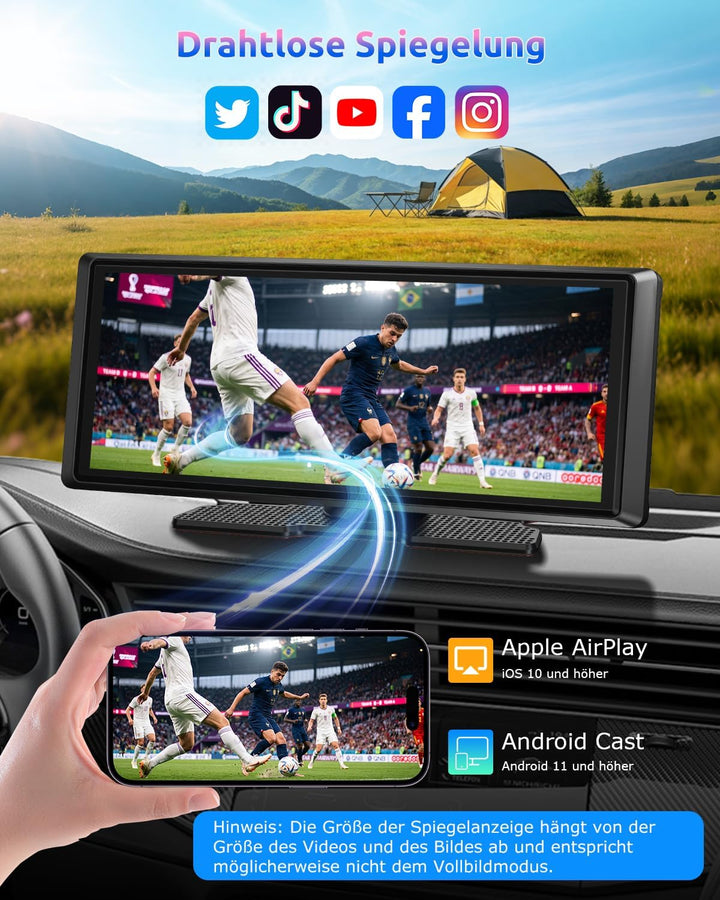ESSGOO Carplay Android Auto Display mit Rückfahrkamera,8 Zoll Carplay Bildschirm für Apple/Android A