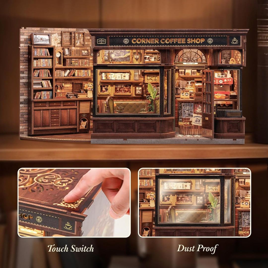 CUTEBEE Book Nook Kit - DIY Miniatur Haus Puppenhaus Booknook 3D Holzpuzzle Bibliothek mit Staubschu