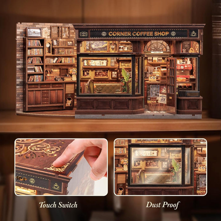 CUTEBEE Book Nook Kit - DIY Miniatur Haus Puppenhaus Booknook 3D Holzpuzzle Bibliothek mit Staubschu