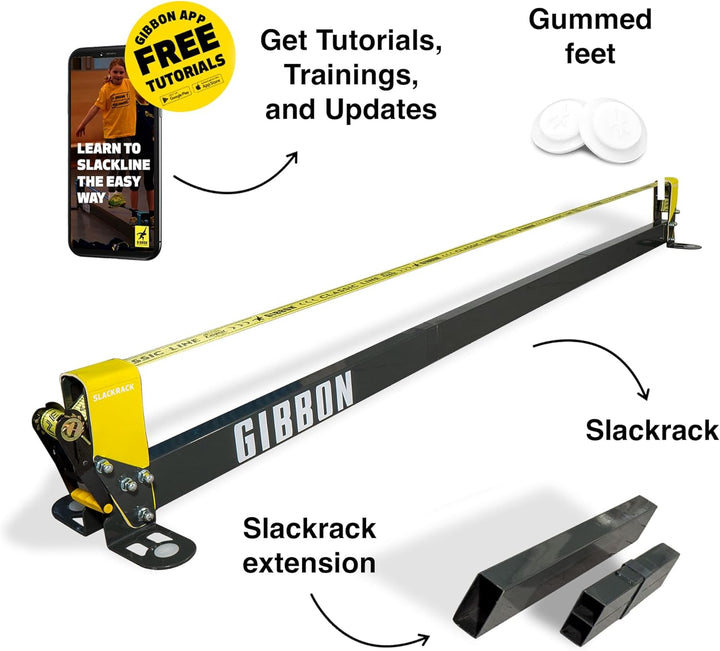 Gibbon SlackRack Classic | Indoor Slackline-System | 2m oder 3m Aufbaulänge | 5cm Breit | Höhe 30cm